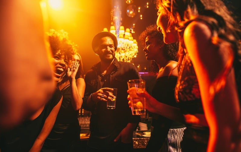 Guests enjoying the open bar