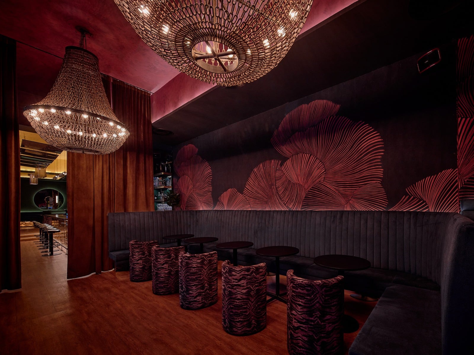 DOJO lounge with chandelier