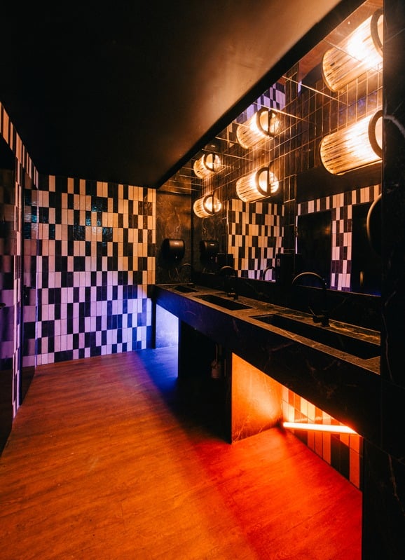 Tiled bar wall